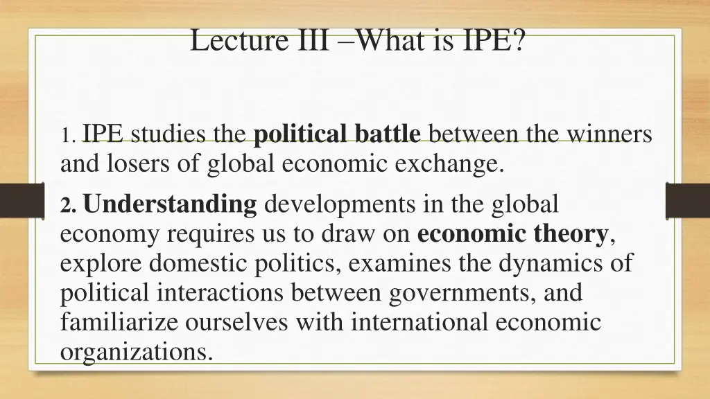 lecture iii what is ipe