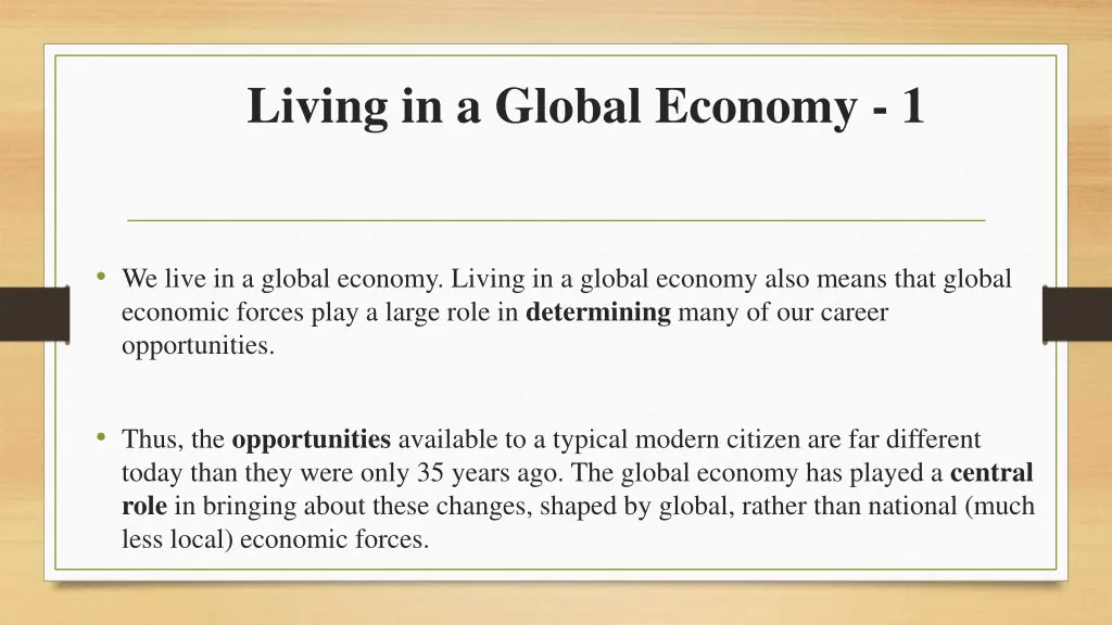 living in a global economy 1