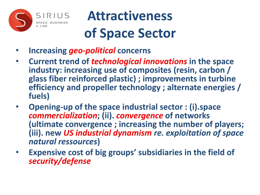 attractiveness of space sector