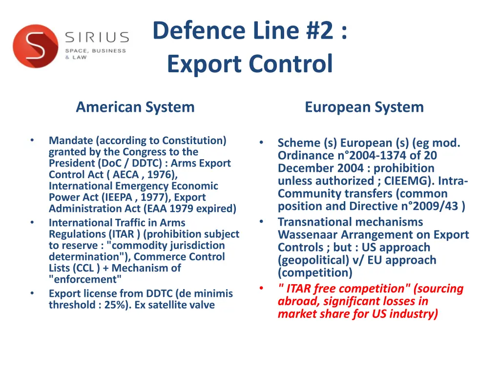defence line 2 export control