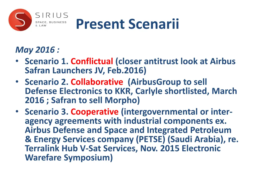 present scenarii