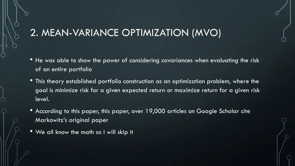 2 mean variance optimization mvo 1