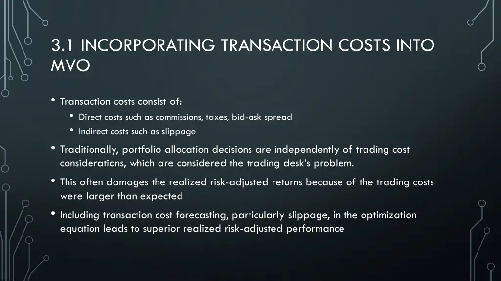 3 1 incorporating transaction costs into mvo