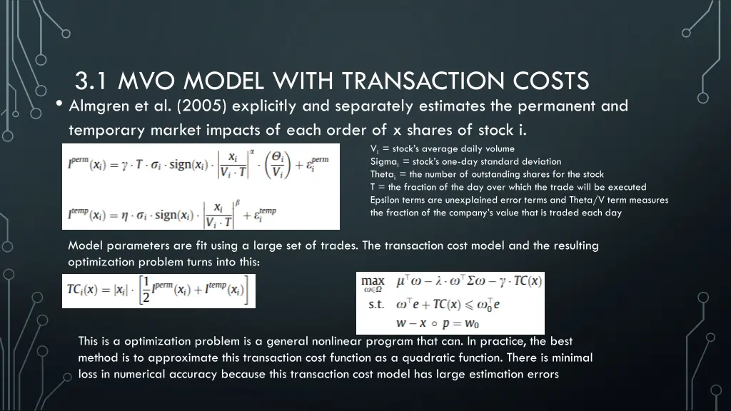 3 1 mvo model with transaction costs almgren