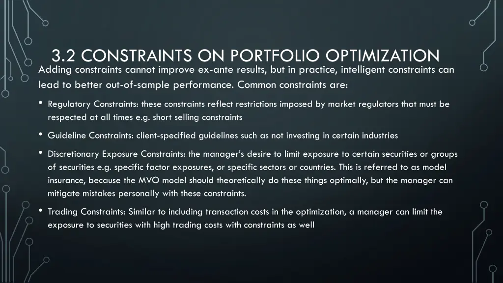 3 2 constraints on portfolio optimization adding
