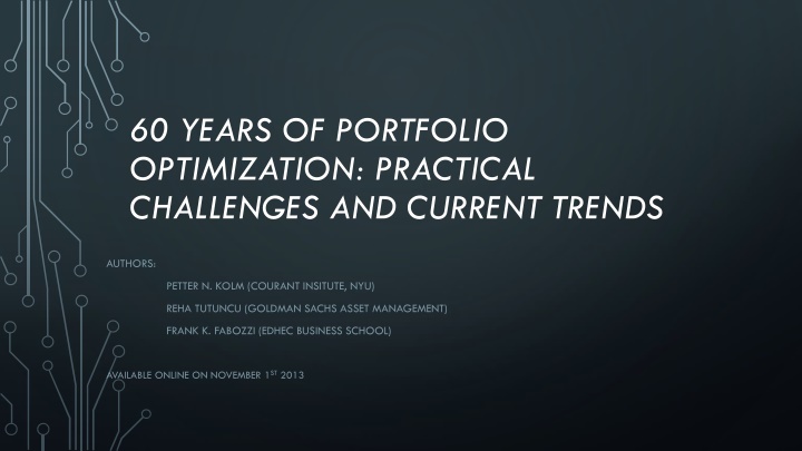 60 years of portfolio optimization practical