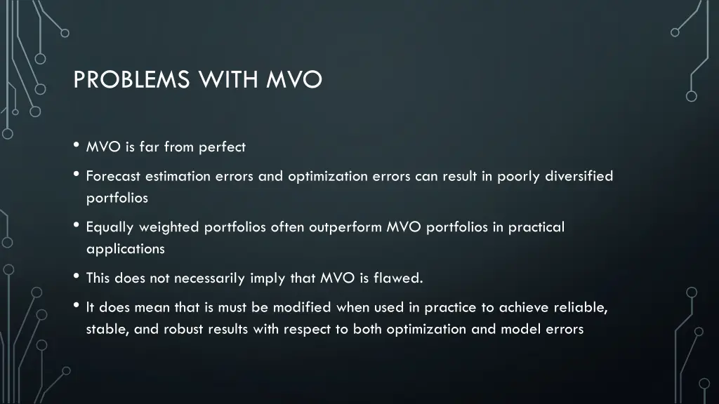 problems with mvo