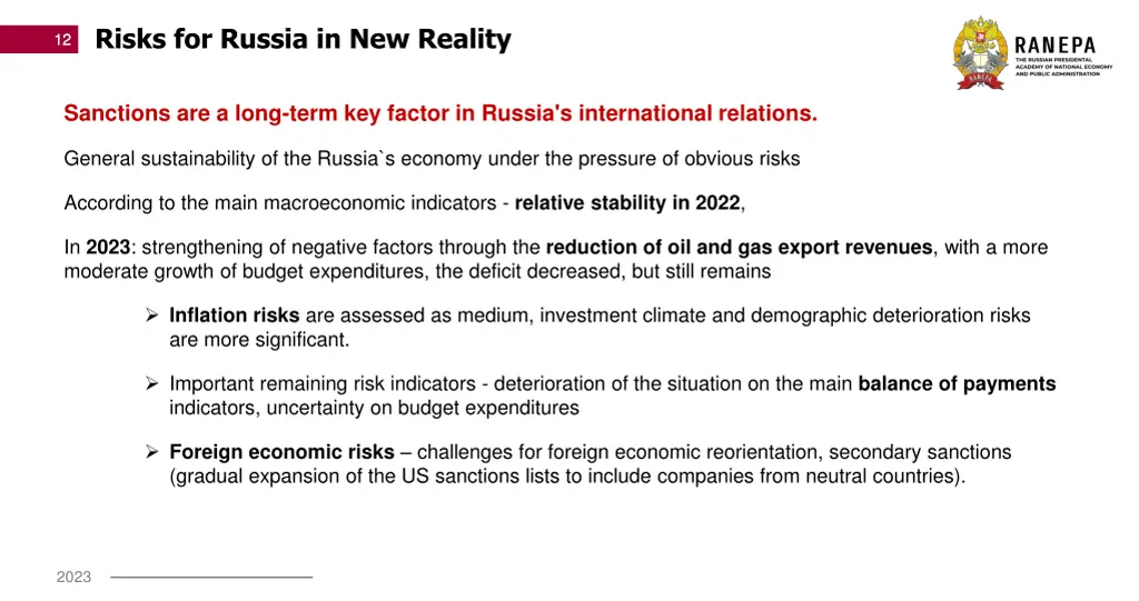 12 risks for russia in new reality