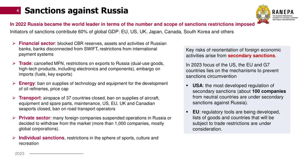 4 sanctions against russia
