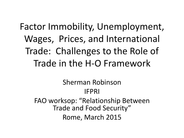 factor immobility unemployment wages prices