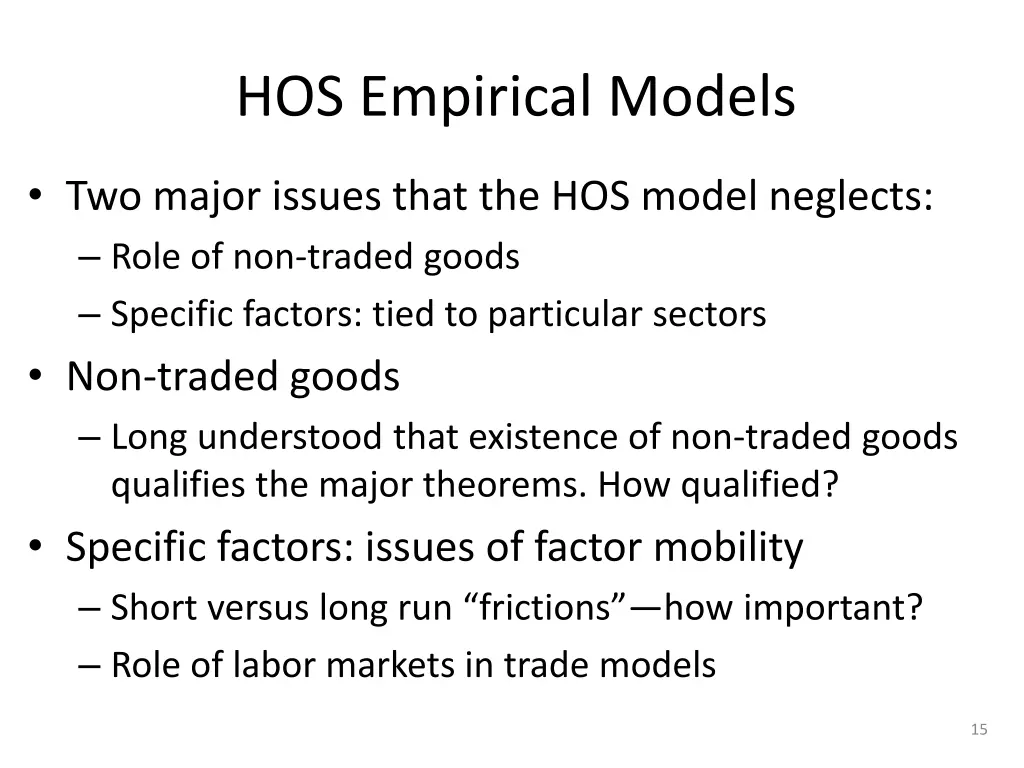 hos empirical models