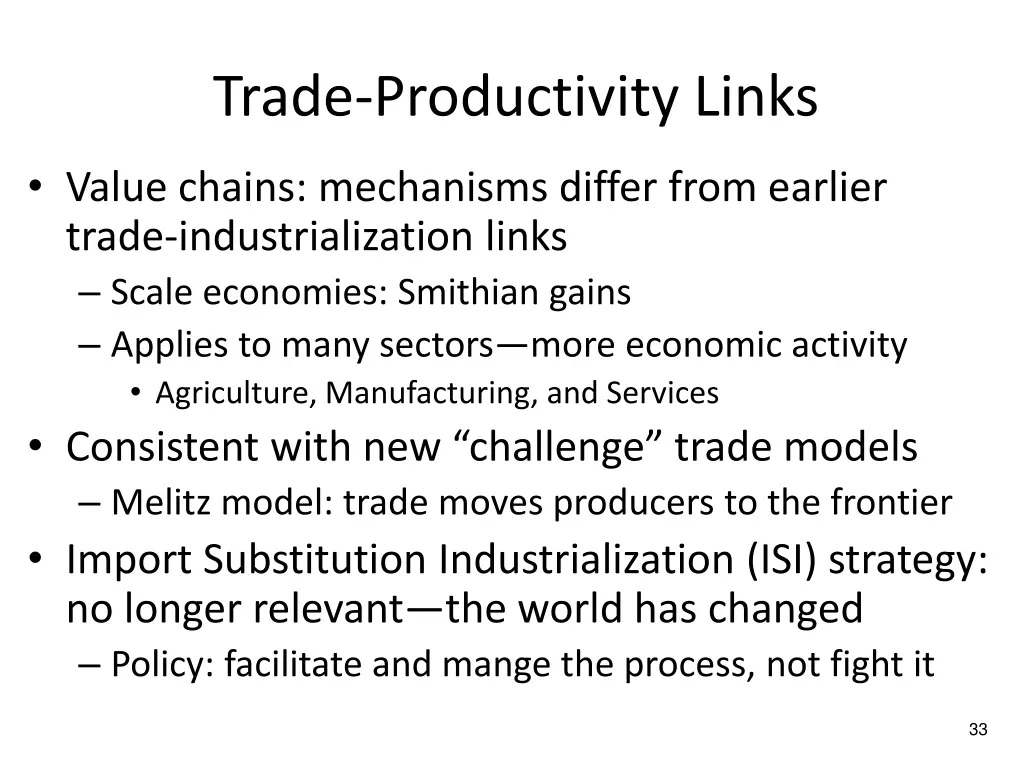 trade productivity links