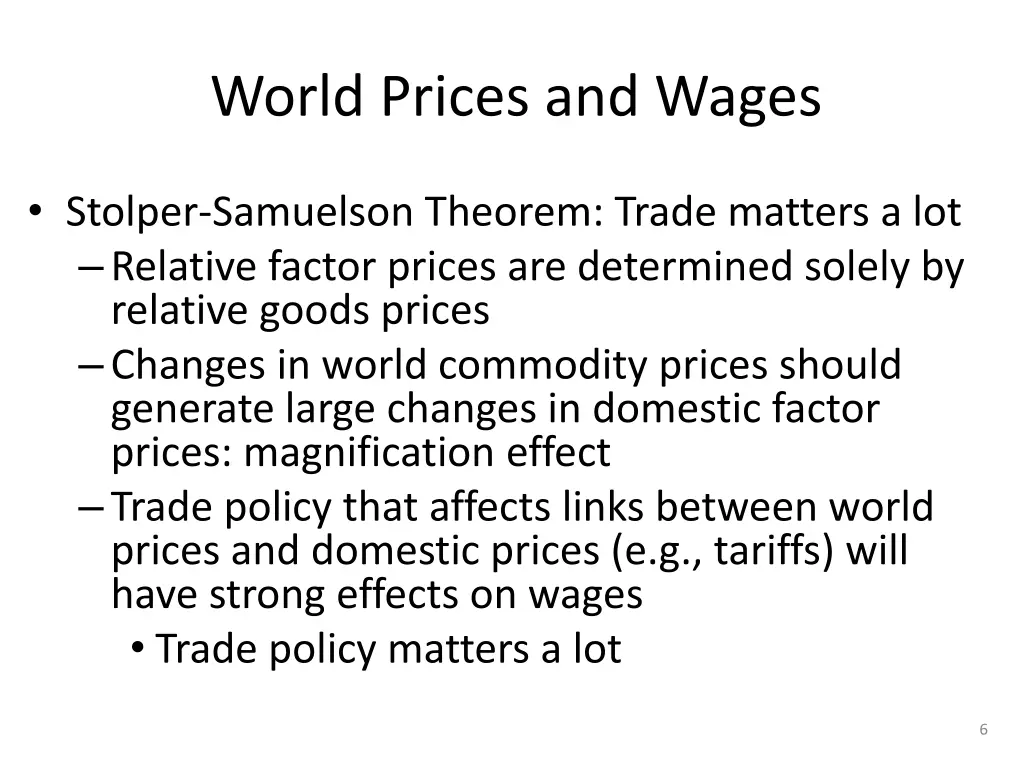 world prices and wages