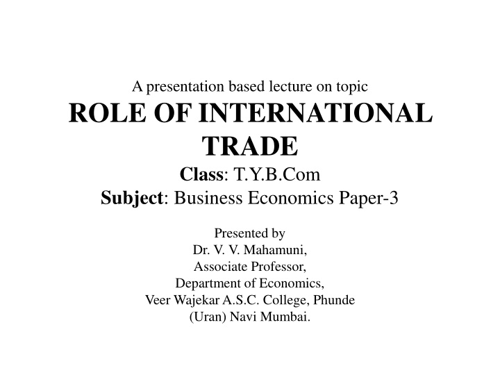 a presentation based lecture on topic role