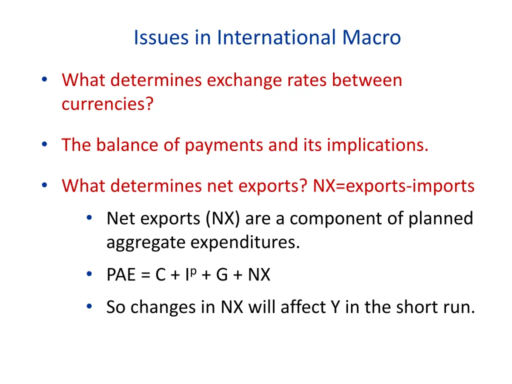 issues in international macro
