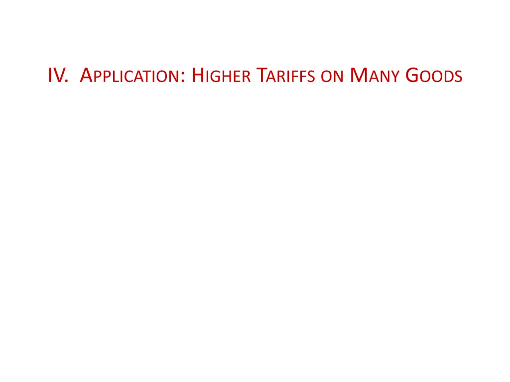 iv a pplication h igher t ariffs on m any g oods