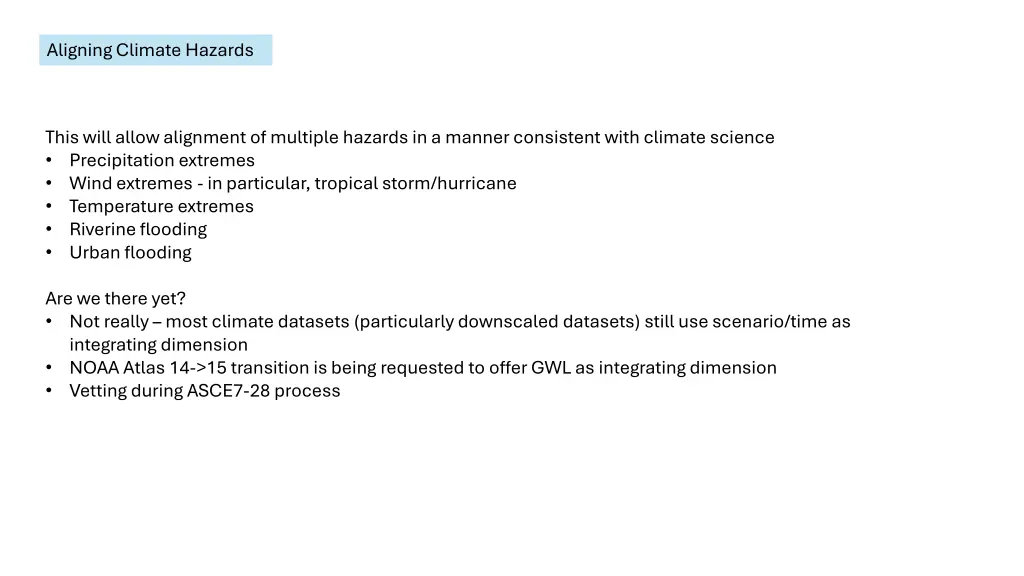 aligning climate hazards