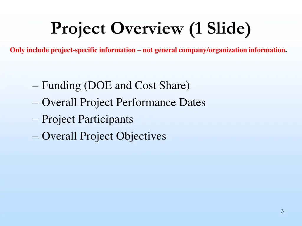 project overview 1 slide