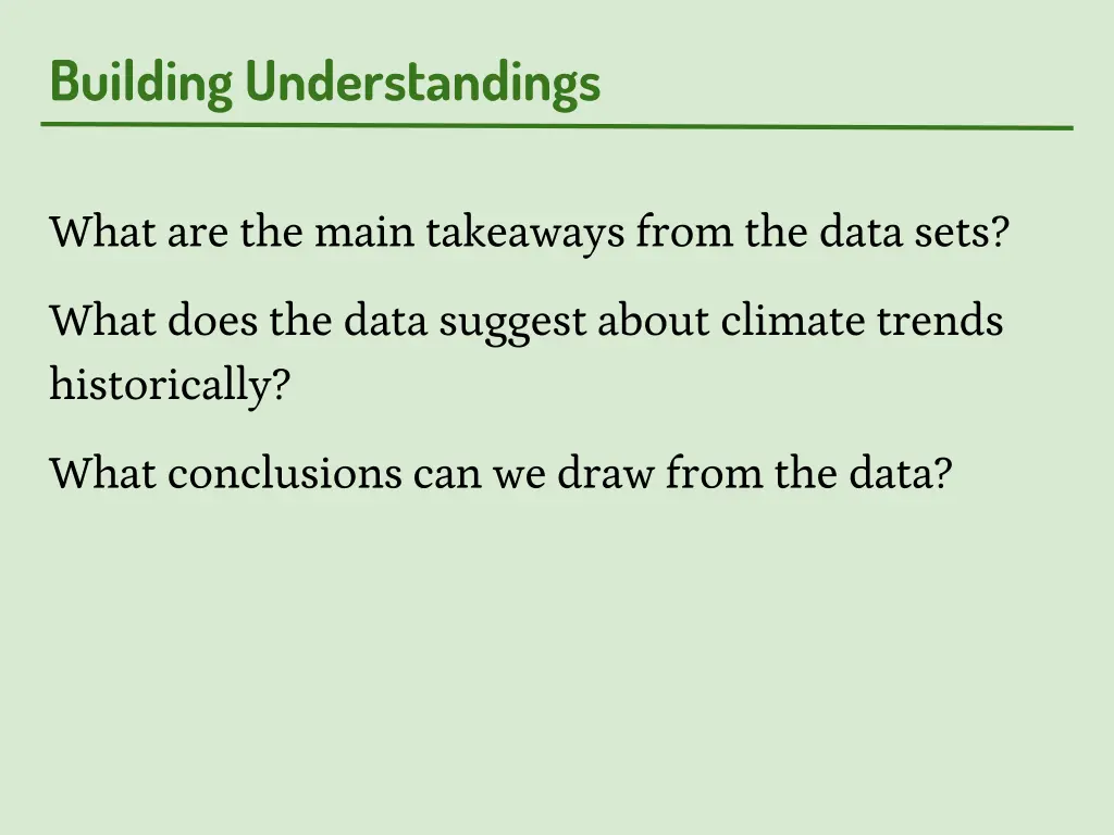 building understandings
