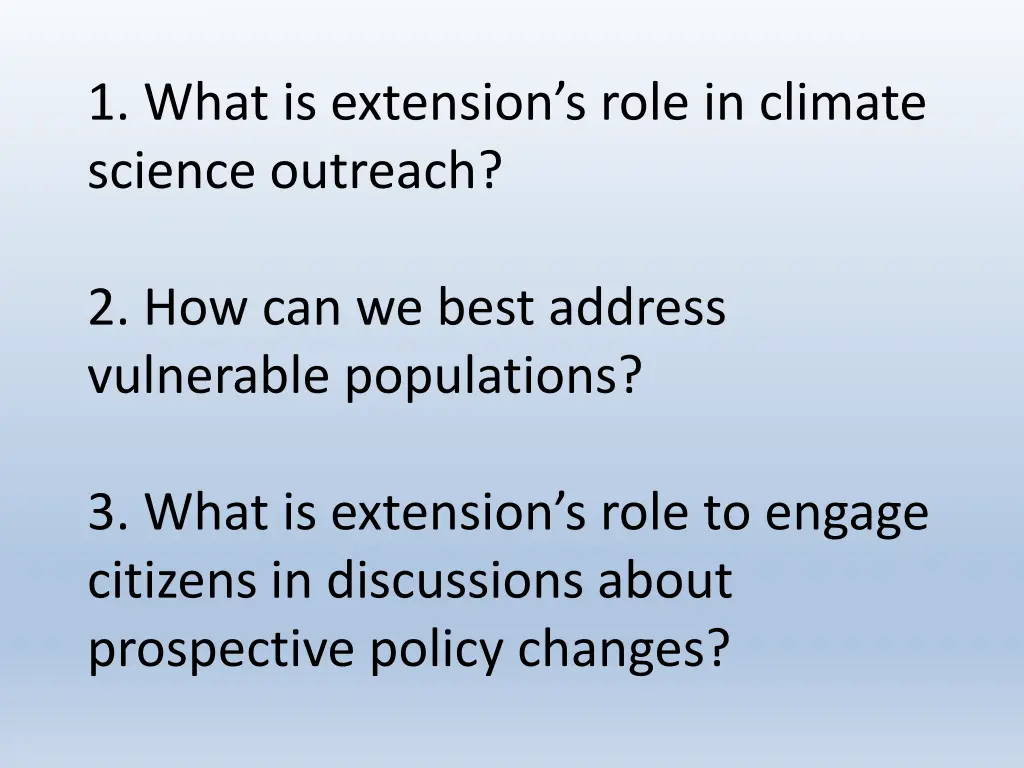 1 what is extension s role in climate science