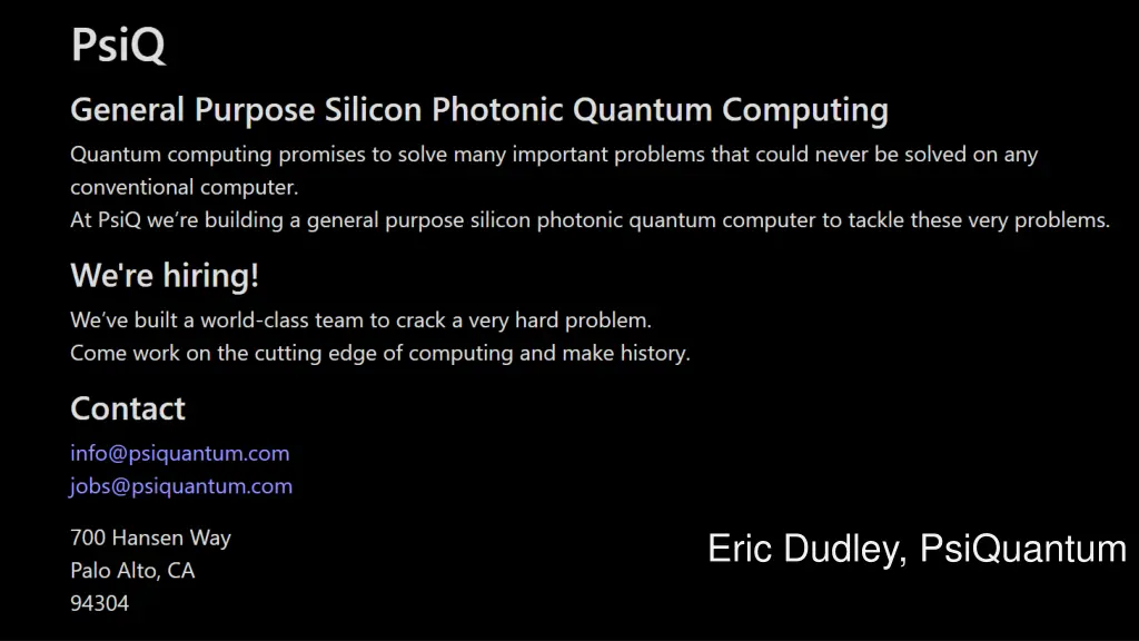 eric dudley psiquantum