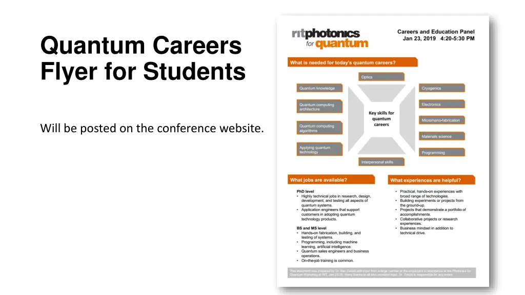 quantum careers flyer for students