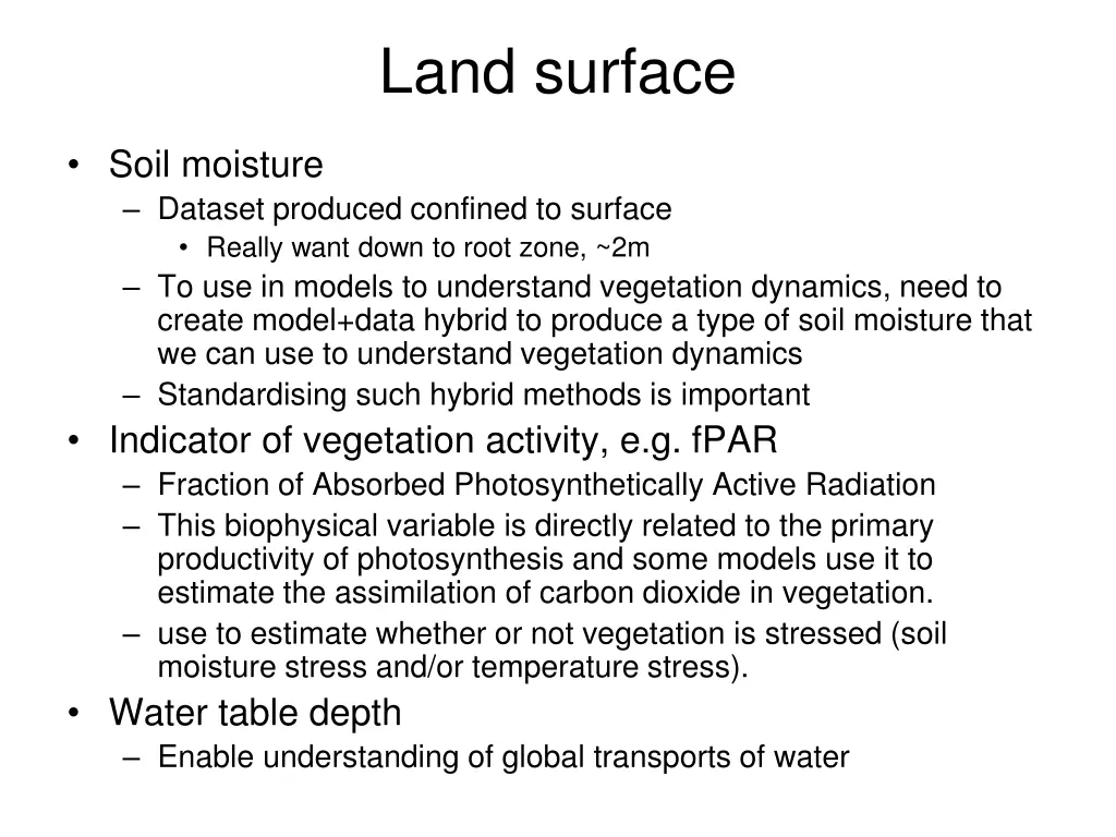 land surface