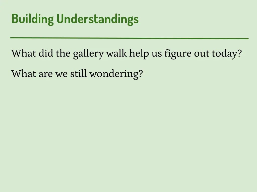 building understandings