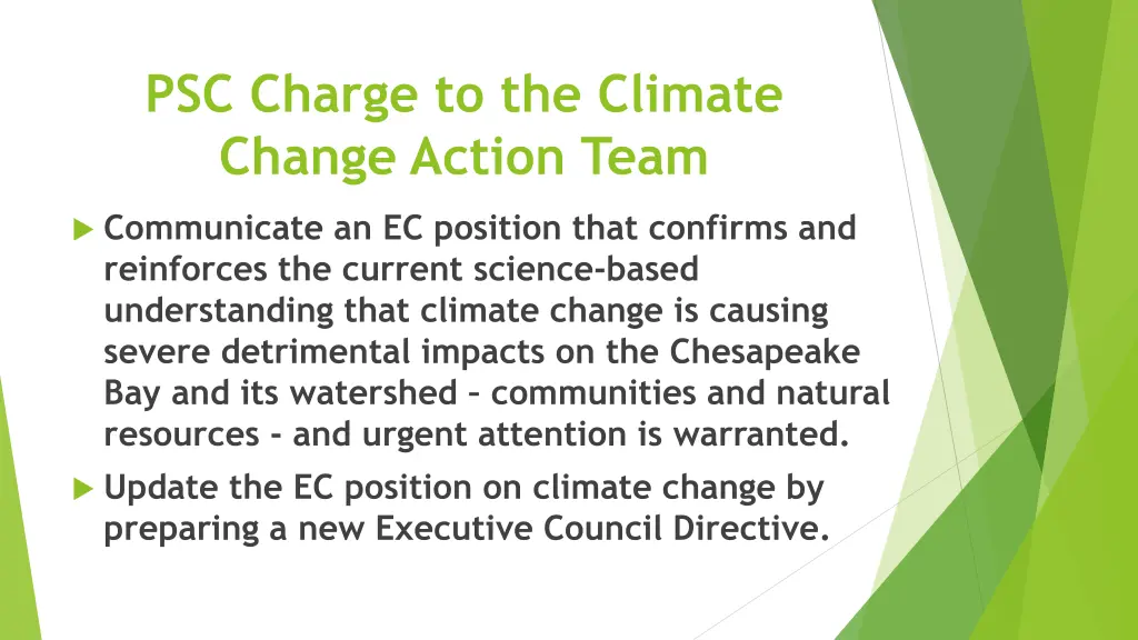 psc charge to the climate change action team