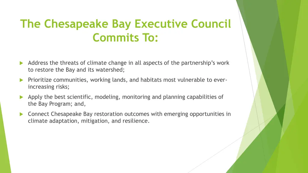 the chesapeake bay executive council commits to