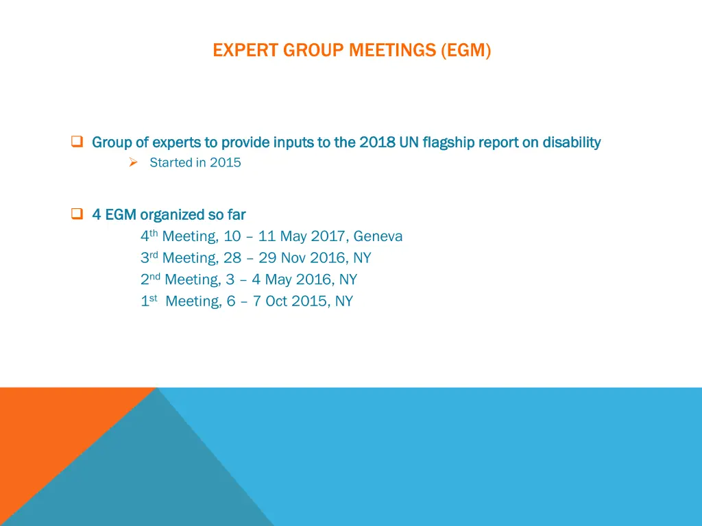 expert group meetings egm