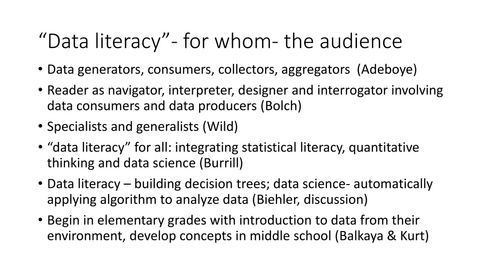 data literacy for whom the audience data