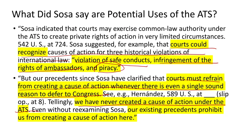 what did sosa say are potential uses of the ats