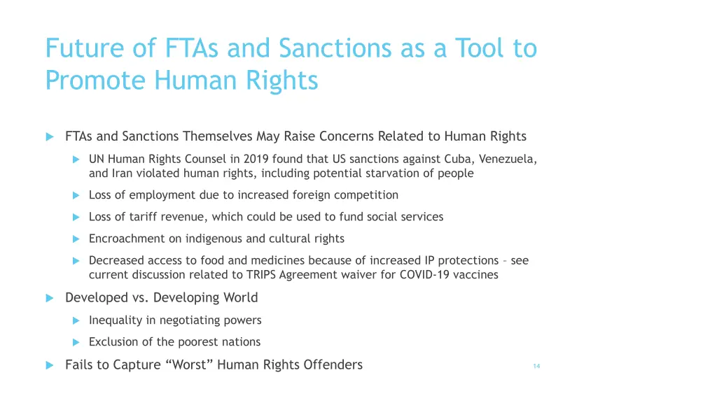 future of ftas and sanctions as a tool to promote