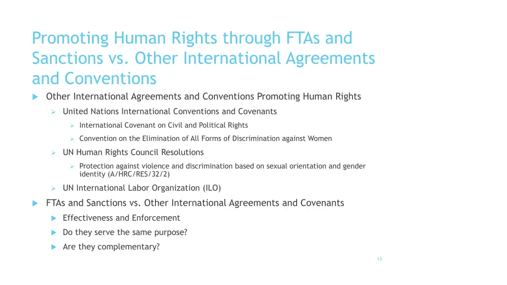promoting human rights through ftas and sanctions