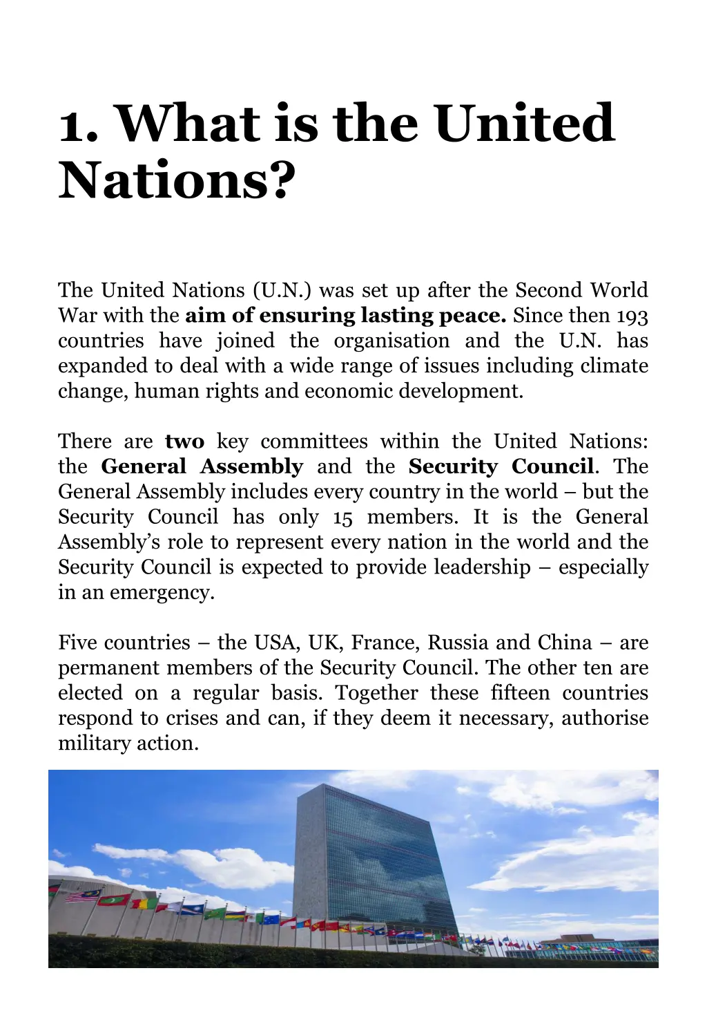 1 what is the united nations
