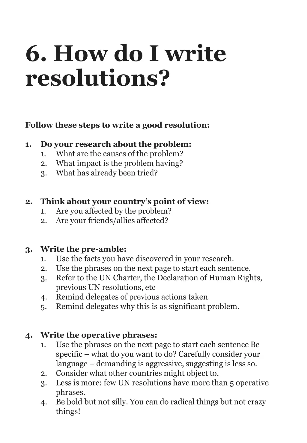 6 how do i write resolutions