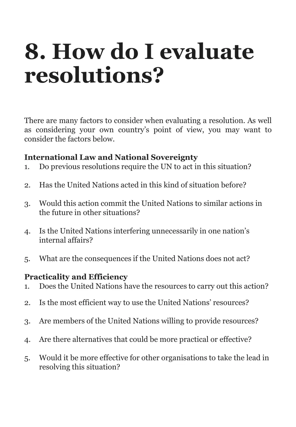 8 how do i evaluate resolutions