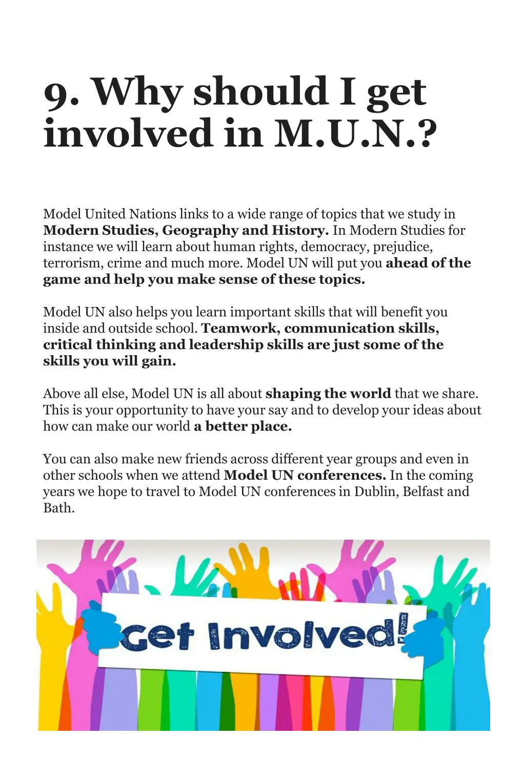 9 why should i get involved in m u n