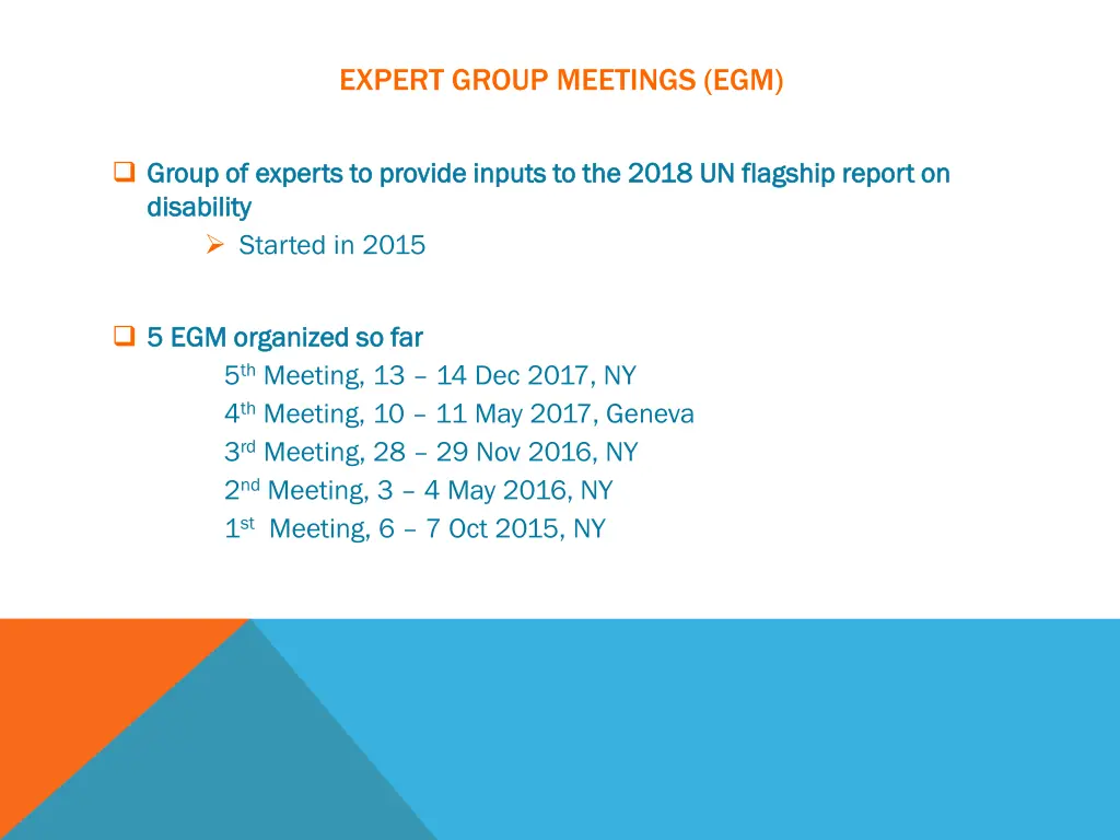 expert group meetings egm