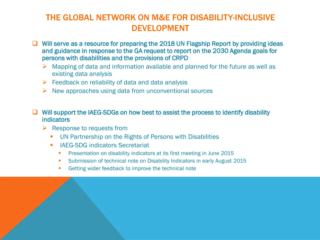 the global network on m e for disability