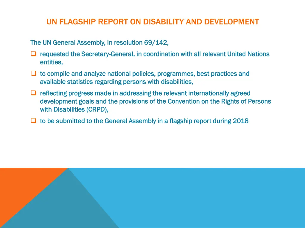 un flagship report on disability and development