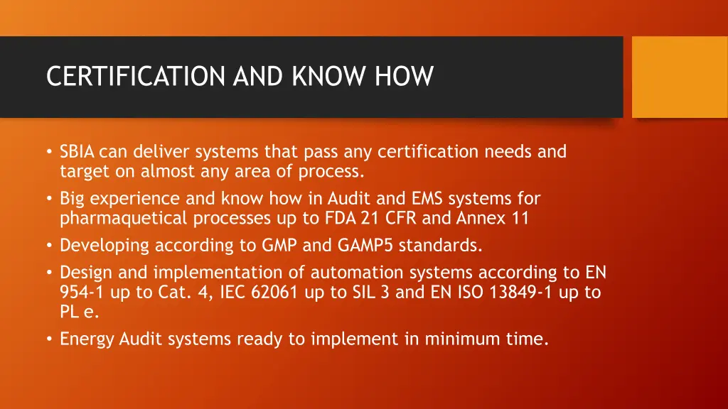 certification and know how