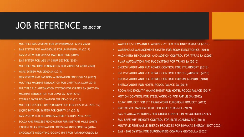 job reference selection