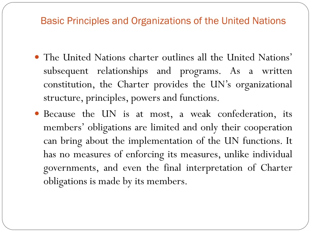 basic principles and organizations of the united