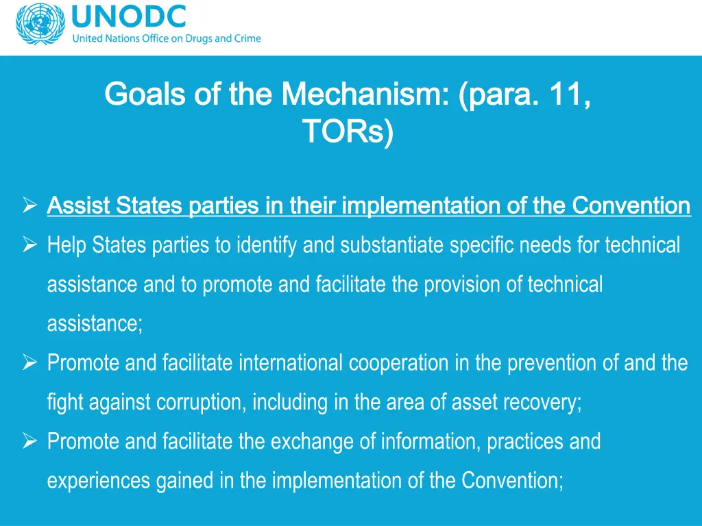 goals of the mechanism para 11 goals