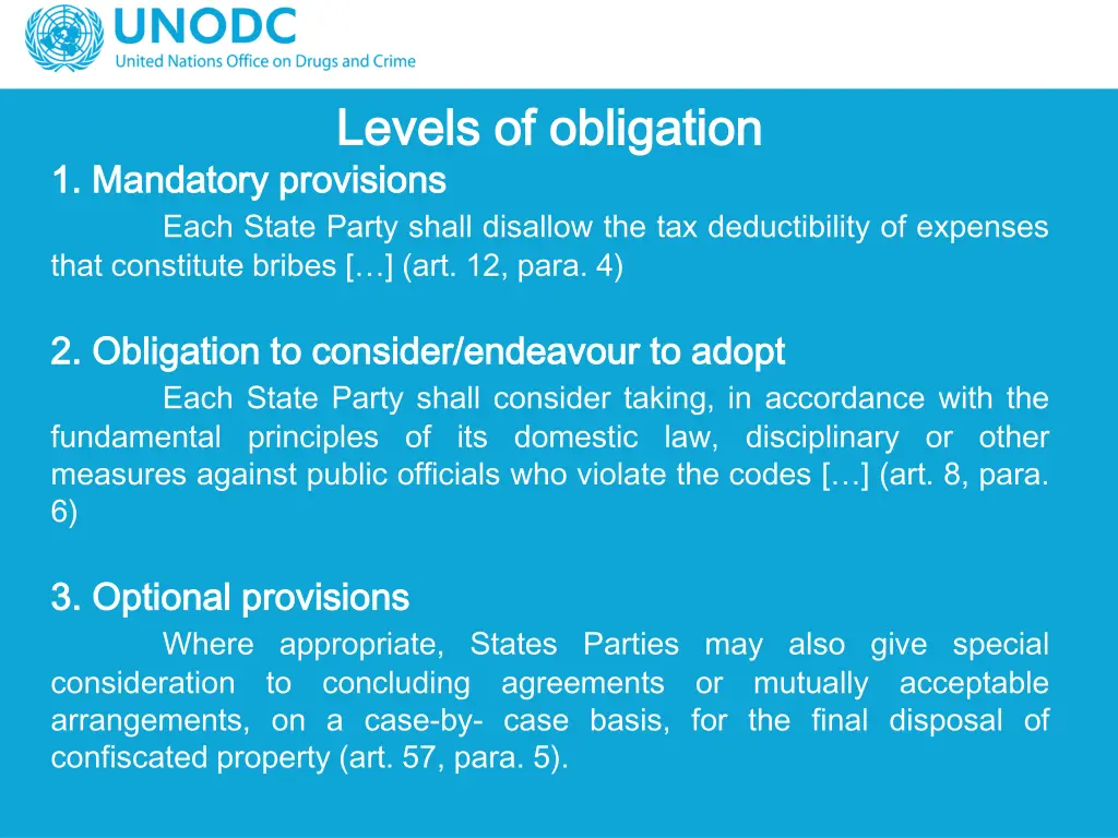 levels of obligation levels of obligation
