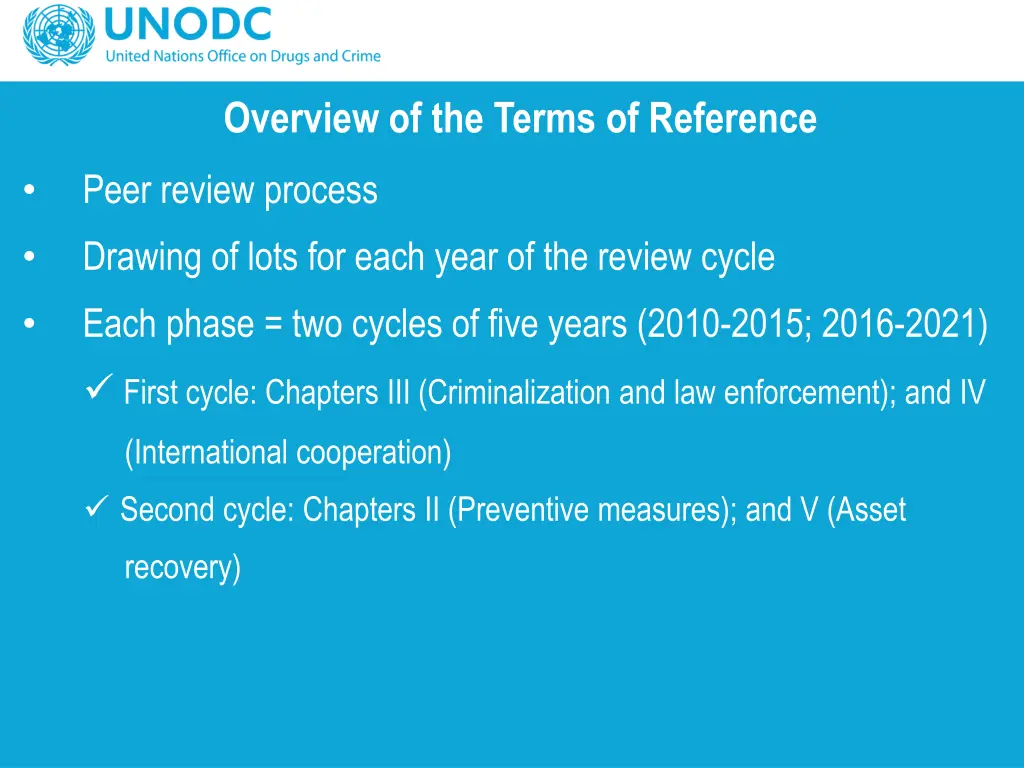 overview of the terms of reference