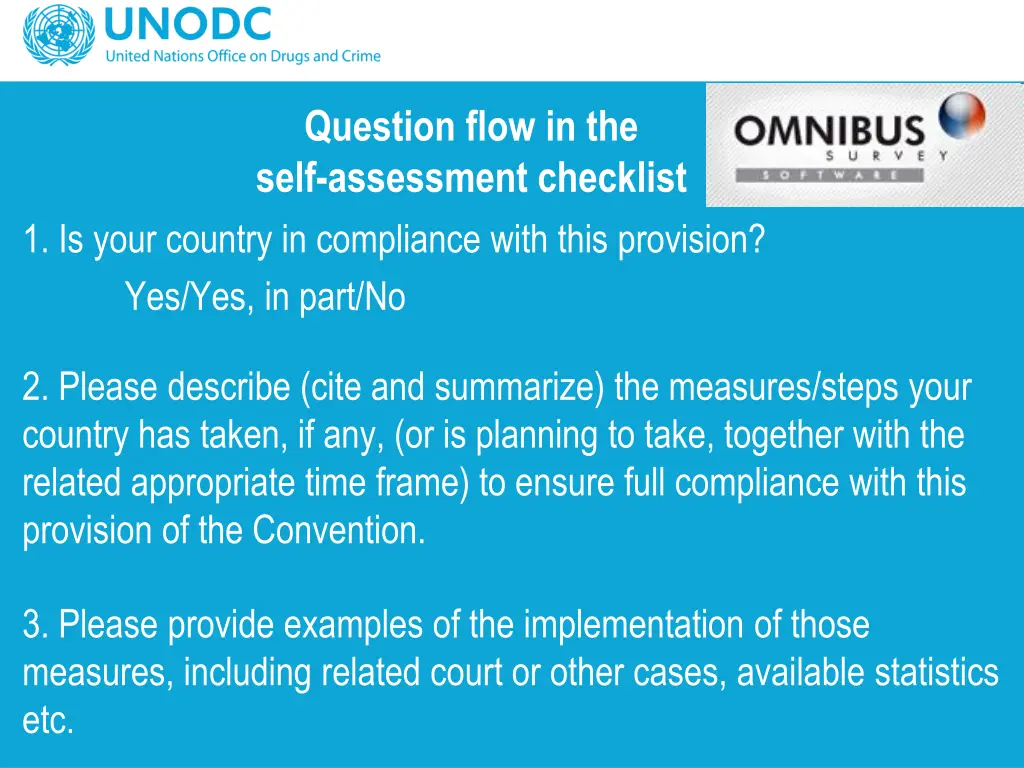 question flow in the self assessment checklist