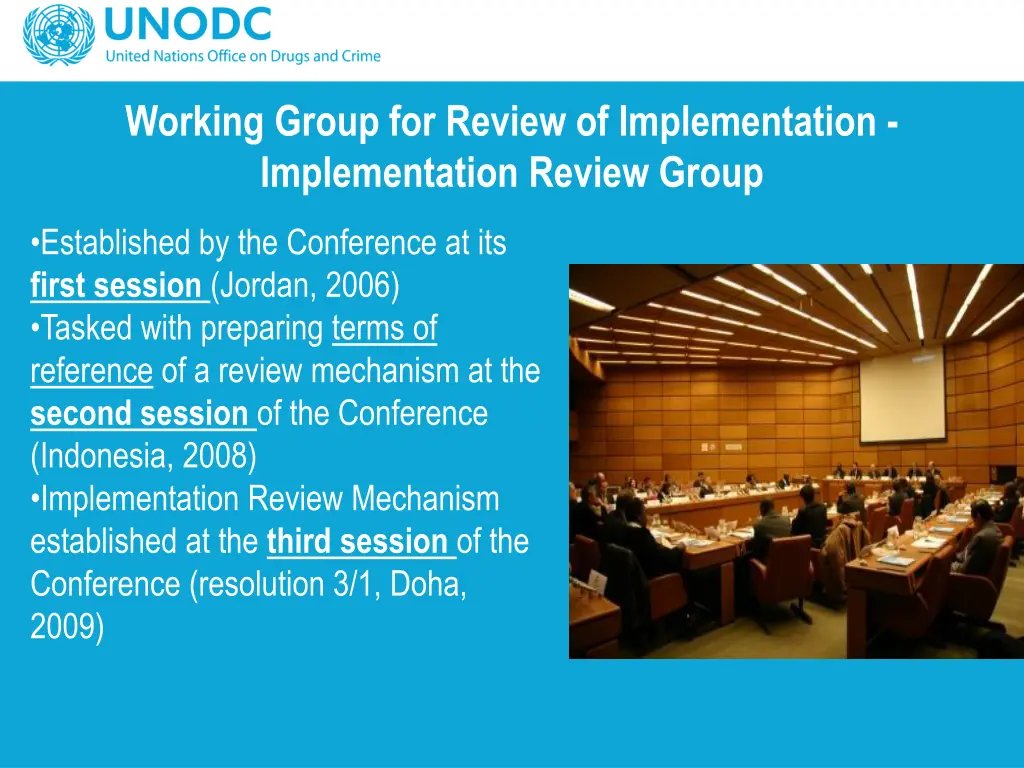 working group for review of implementation